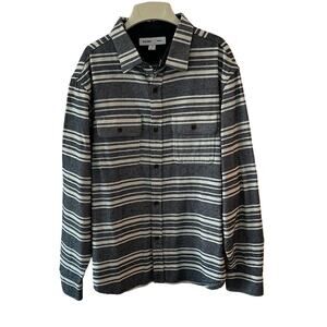 NEW Old Navy Flannel Shacket Shirt Men's XL Blue White Stripe Heavy Outdoor NWT